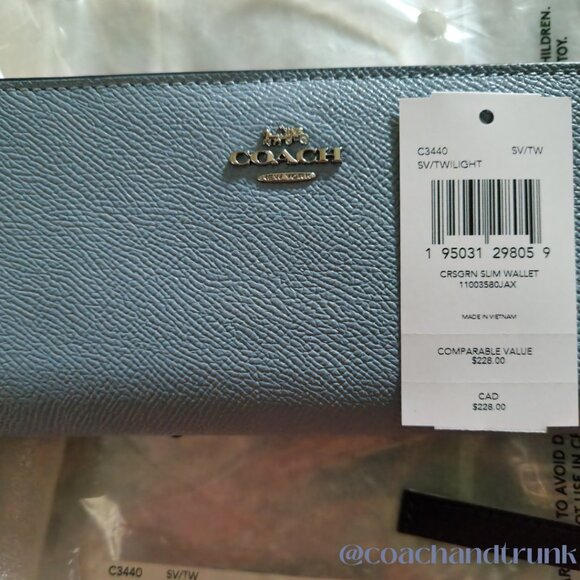 2 PC COACH Leather Prairie Satchel and Leather Slim Snap Long 12 Card Wallet NWT - Picture 15 of 16